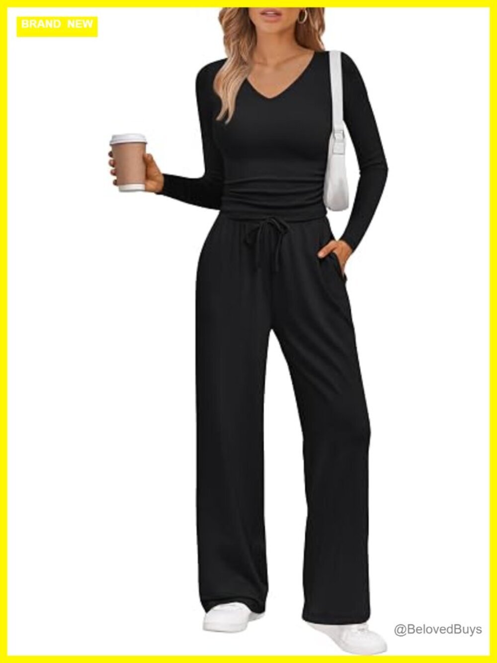 2 Piece Lounge Set for Women Long Sleeve and Wide Leg Pants Sweatsuit